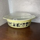 RARE FIND MCM Vtg 1958 Pyrex "Mod Kitchen" Casserole Dish 1.5 Quart w/ lid