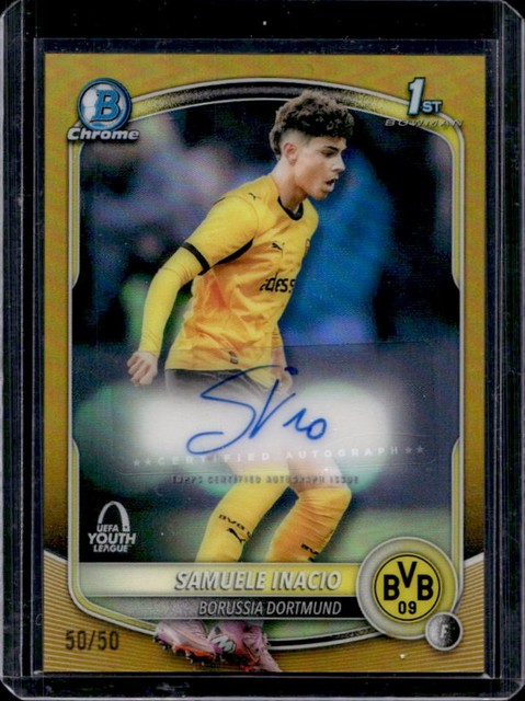 2025-26 Topps Chrome Samuele Inacio Bowman Youth League Auto Gold Refractor #/50