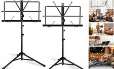 Music Stand, Kasonic 2 in 1 Dual-Use Folding Sheet Music Stand  2 Pack Black