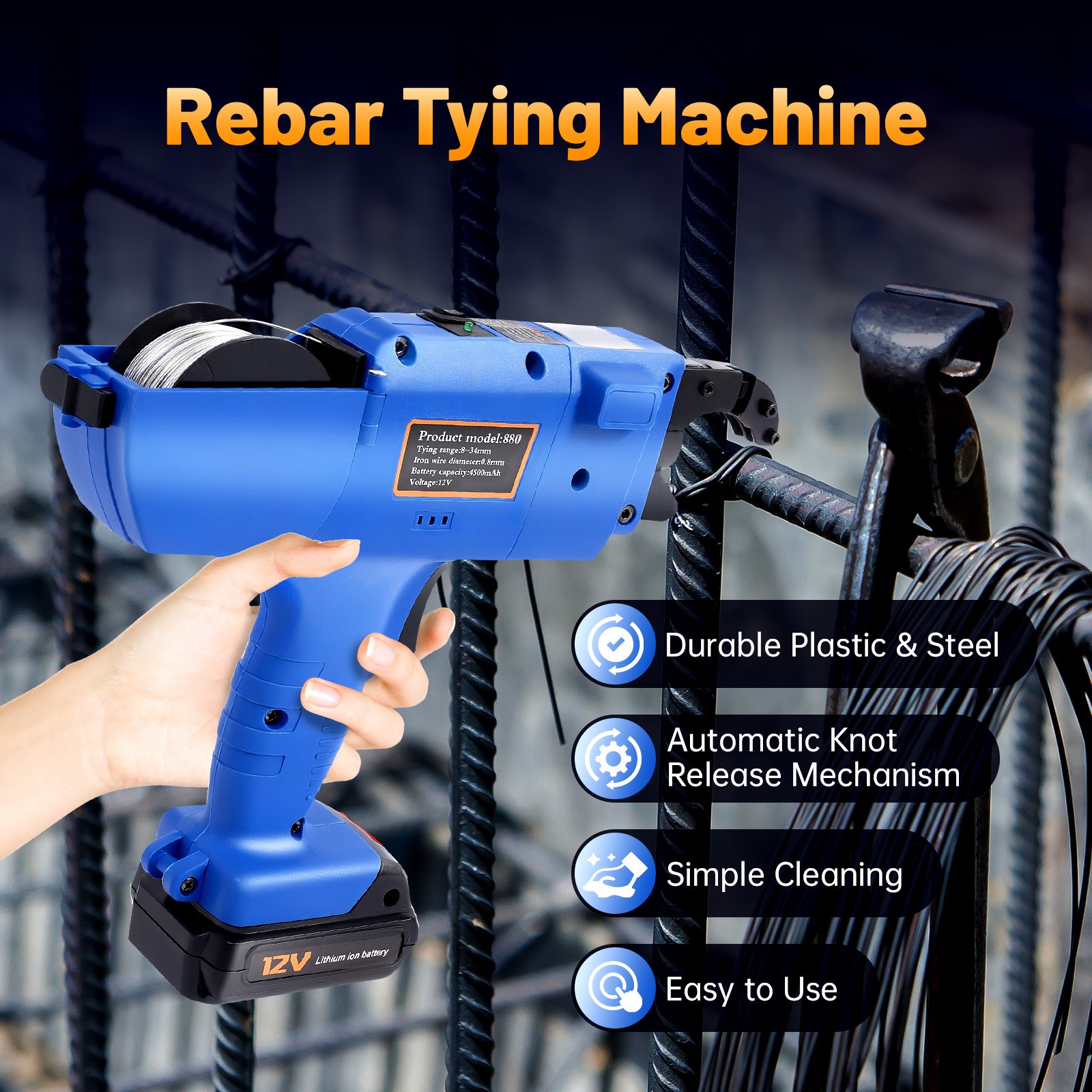 8-34mm Handheld Rebar Tie Gun Tier Machine Automatic Steel Bar Tying Tool & Wire