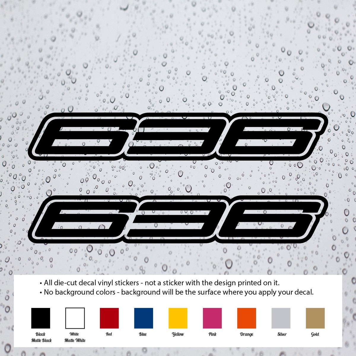 2X) 636 Outlined Decal Vinyl Stickers for Ninja Motorcycles ZX6-R