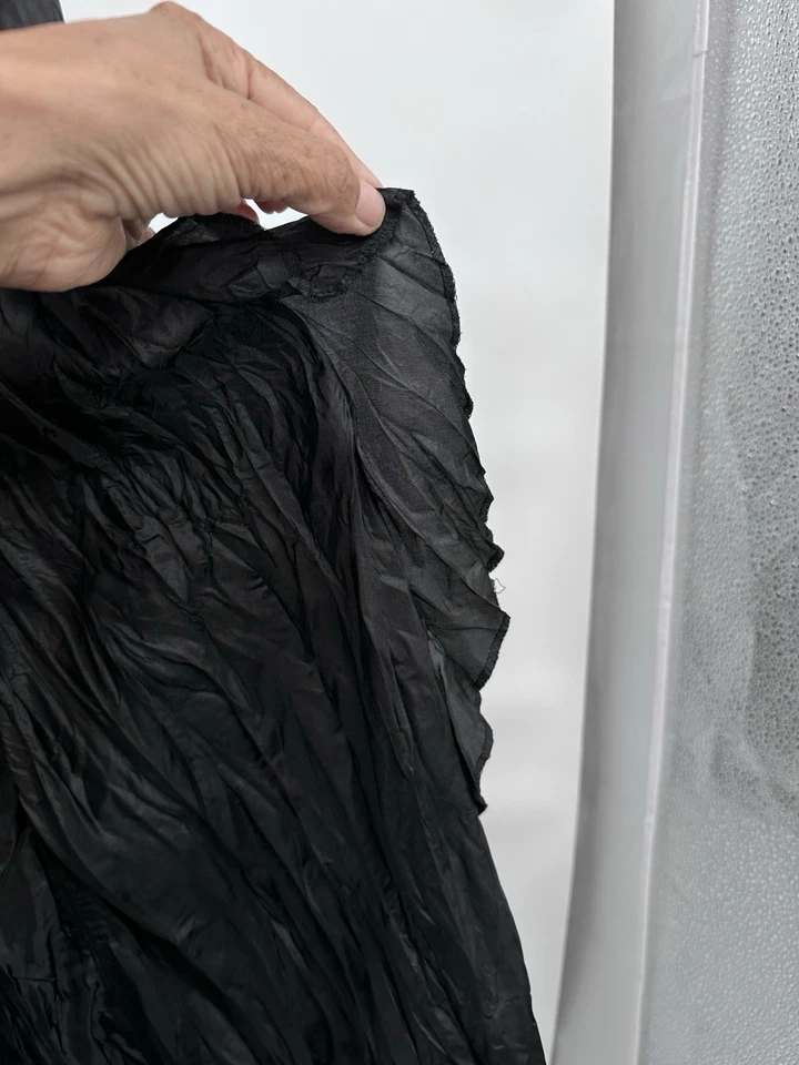 Carol Little VTG Black Crinkle gothic Stretch Maxi Skirt y2k Whimsigoth M - Image 4 of 4