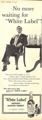 Vintage 1959 Werbung für DEWAR's 'White Label' Scotch Whisky Original Print Ad