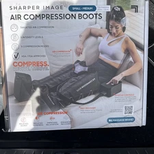 SHARPER IMAGE AIR COMPRESSION BOOTS SMALL/MEDIUM SIZE Inseam 25-31"- BLACK