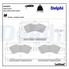 Bremsbelagsatz, Scheibenbremse DELPHI LP3937 VW AMAROK (T1A, T1B) 2 2022-