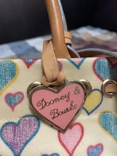 Dooney & Bourke Hearts Canvas Coated Leather Top Handle Bag (Small)