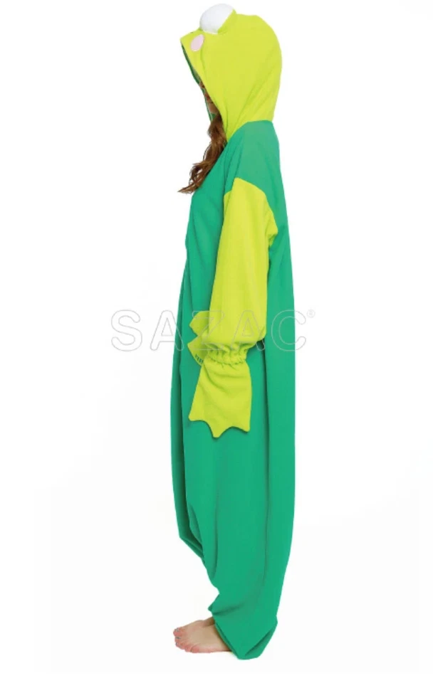 NEW Sazac Sanrio Kerokero Keroppi Fleece Kigurumi Unisex Free Size Green Japan - Image 4 of 4
