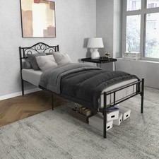 Łóżko HOMCOM 90 x 200cm stal ze stelażem listwowym, zagłówkiem i podnóżkiem 31cm wysokości czarne