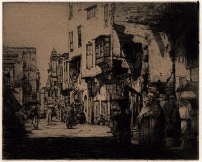 Mortimer Luddington Menpes Radierung Straßenszene Damaskus oder Seitenstraße Kairo 2