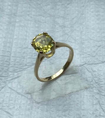 Ring Saphir gelb Lab Created 9 Karat Gold 9 x 8 oval