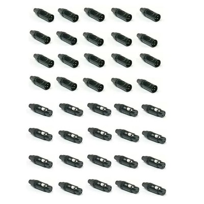 40 SuperFlex Gold Mic XLR DMX 3 pin Connectors -  20 Male & 20 Female Pack