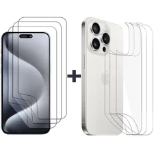 3 Set Soft PET Film Screen Protector for Apple iPhone 15 PRO MAX Front and Back