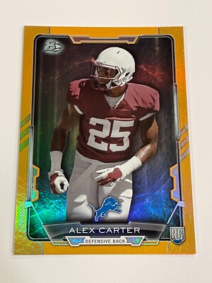 2015 Bowman Football Rainbow Orange #/299 - Alex Carter RC - Detroit Lions