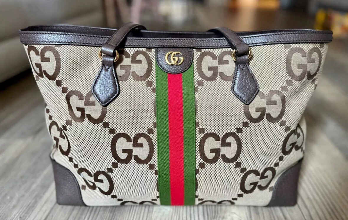 Gucci Ophidia Shopping Tote Jumbo GG Canvas Large Brown