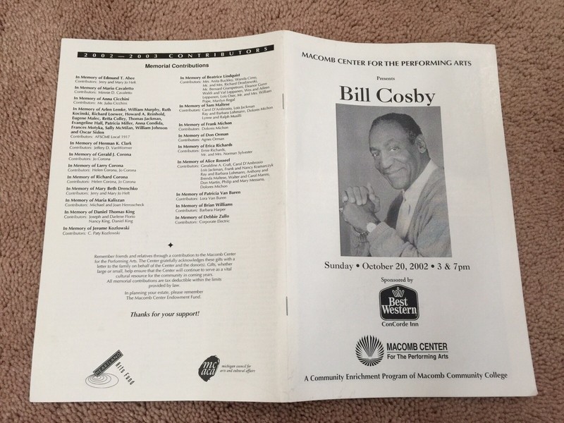 Bill Cosby 2002 Flyer Pamphlet