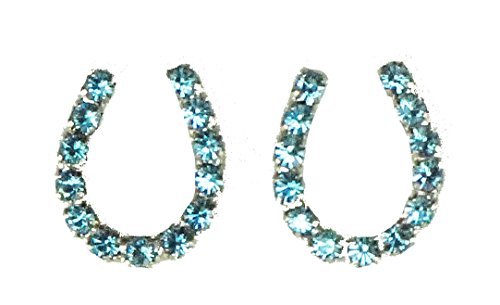 Завершающий штрих - Хрустальные серьги-подковы цвета морской волны Swarovski, имитация родия