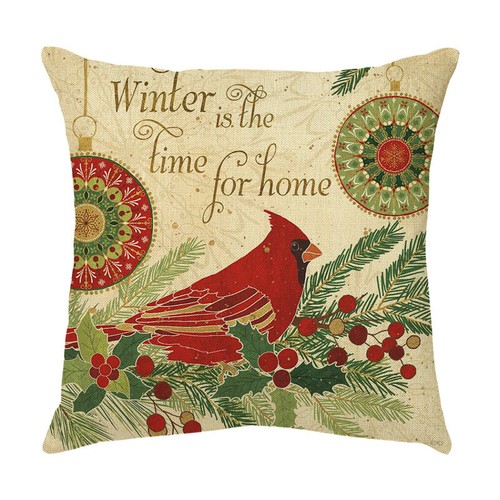 Cardinal Snow Branch Pillow Cover Winter Robin Bird Christmas Holly Cushion Case - Picture 48 of 88