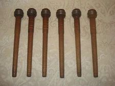 6 Vintage Antique Metal & Wood Textile Thread Yarn Sewing Spindle Spools/Bobbins