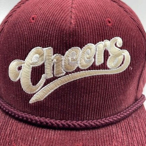 Vintage Cheers Corduroy Burgundy Snapback Classic Logo Casual Streetwear Tv show - Picture 5 of 7