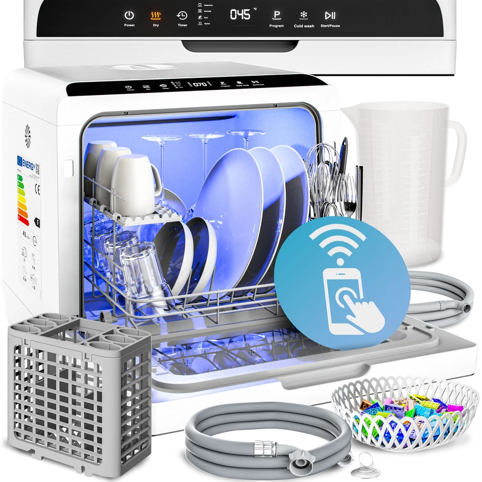 MONZANA Mini Geschirrspülmaschine Spülmaschine Tischgeschirrspüler mit App 45cm