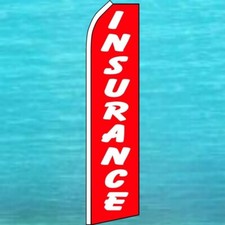 INSURANCE FLUTTER FLAG Green Tall Curved Advertising Sign Feather Swooper Banner