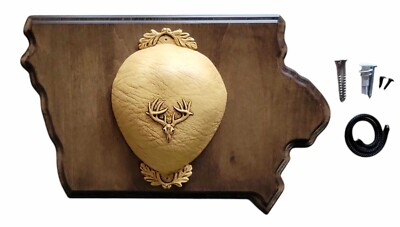 Whitetail Deer Antler Mounting Kit, Solid Wood Plaque, Iowa Walnut Finish