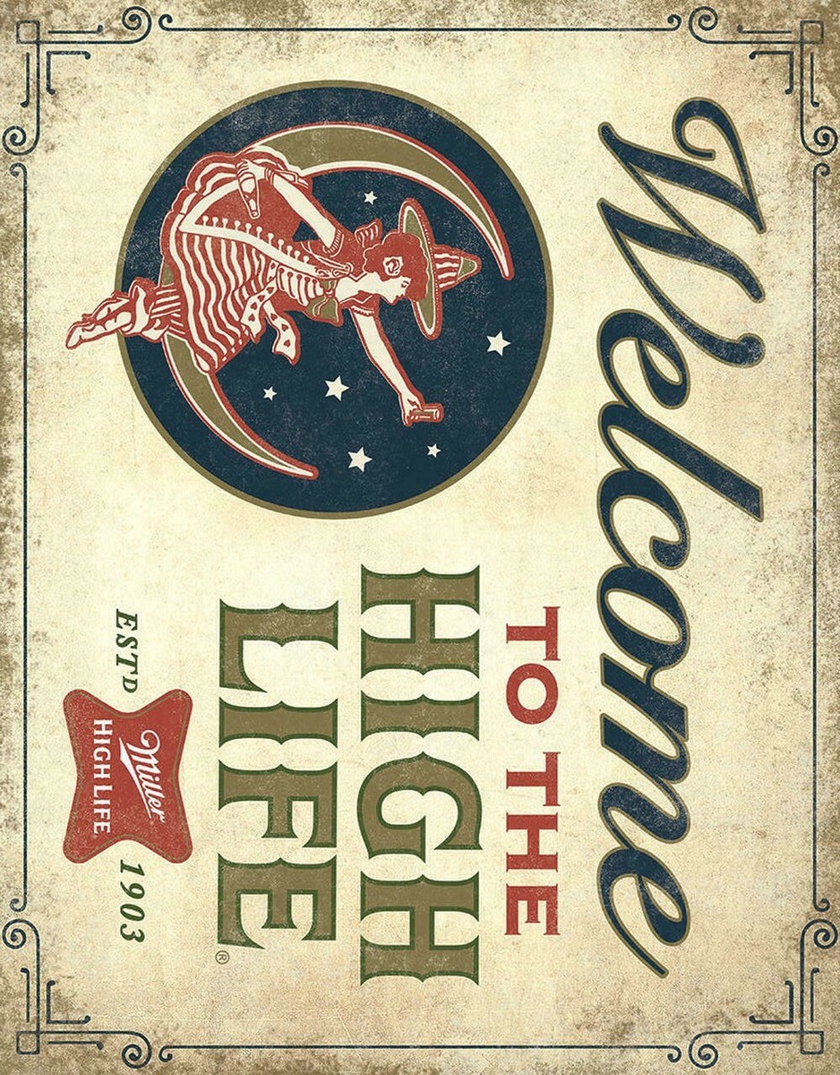Miller High Life Brew Beer Vintage Logo Retro Logo Bar Wall