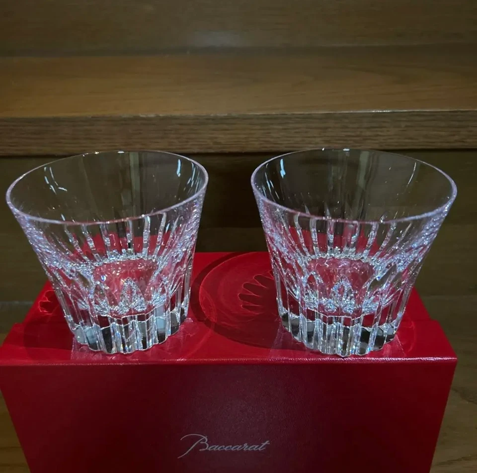 Vaso Baccarat Crysta Año 2022 Cristal Roca Vidrio Juego de 2 con Caja Par Foto 3 de 4