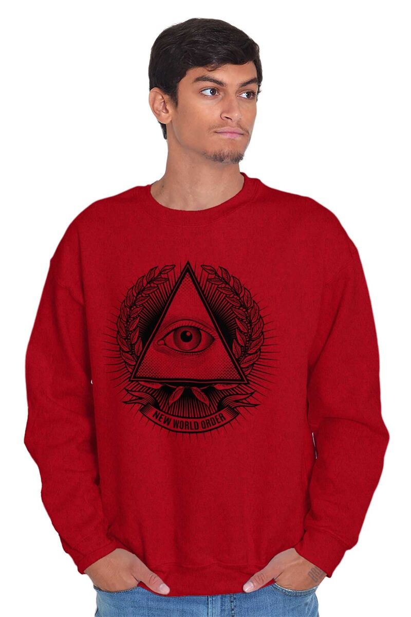 All Seeing Illuminati Eye Triangle Symbol Adult Long Sleeve Crew Sweatshirt