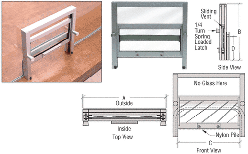 Satin Anodized Vertical Sliding Ticket Window With 8-1/4" x 3-1/2" Opening - Picture 7 of 7