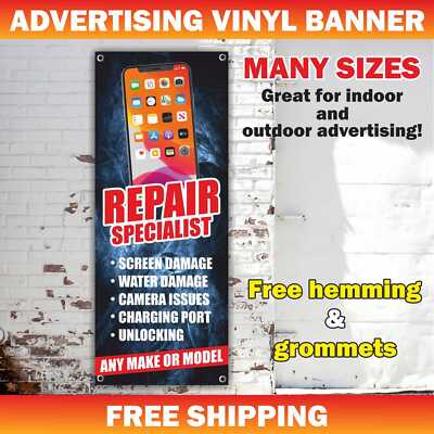 REPAIR SPECIALIST Advertising Banner Vinyl Mesh Sign Cell Phone Screen Camera