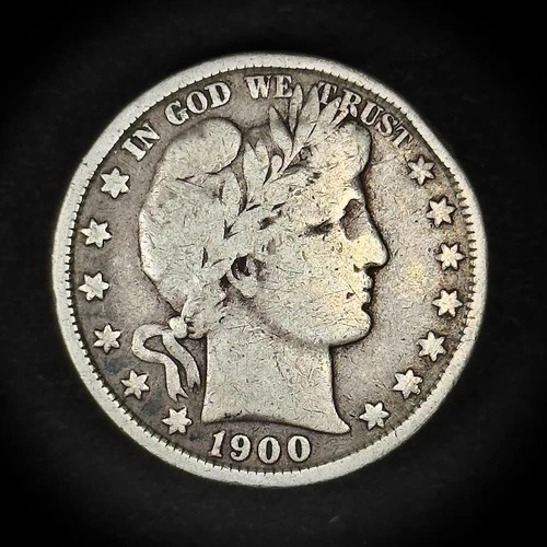 1900 BARBER HALF DOLLAR CIRCULATED 50C FINE CONDITION SILVER (H46)