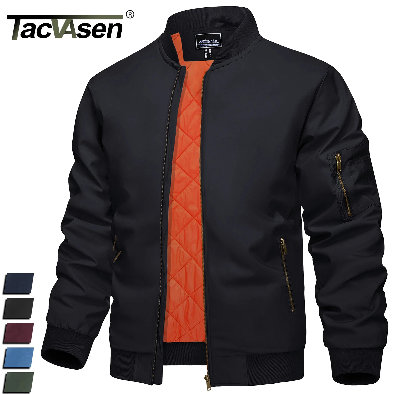 Men's Premium Letterman Bomber Jacket Pilot Jacket Warm Padded Casual Work Coats image 1