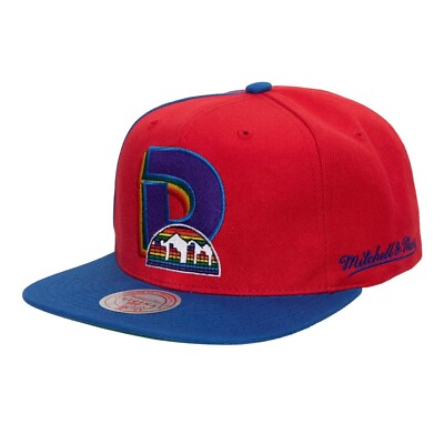 Denver Nuggets Mitchell & Ness HWC Rear Script Red Blue Era Snapback Cap, NEW