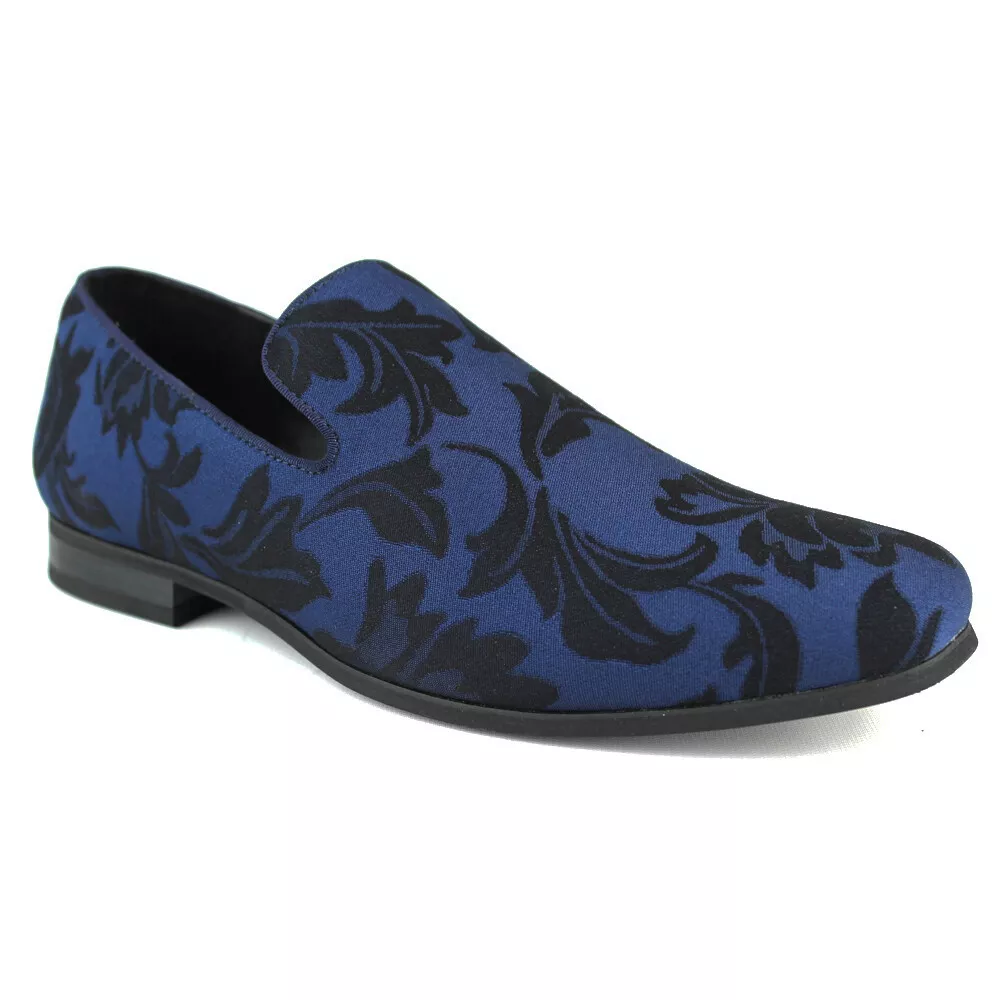 Mens blue slip on dress best sale shoes