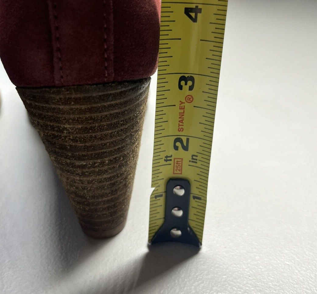 Diba Ankle Boots Womens 7 Blake Suede Wedge Bootie Burgundy Lace Up Round Toe