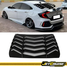 Fits 16-21 Honda Civic Sedan Rear Window Louver Unpainted Black ABS Sun Shade