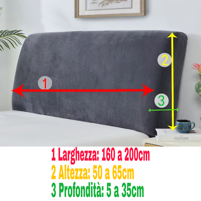 Copertura Per Testiera Letto In Velluto Elasticizzato - Grigio, 110-130 Cm, Antipolvere E Lavabile - Foto 4