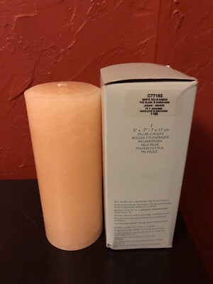 NEW IN BOX Partylite White Tea & Ginger 3 By 7 Pillar Candle Crackle Finish