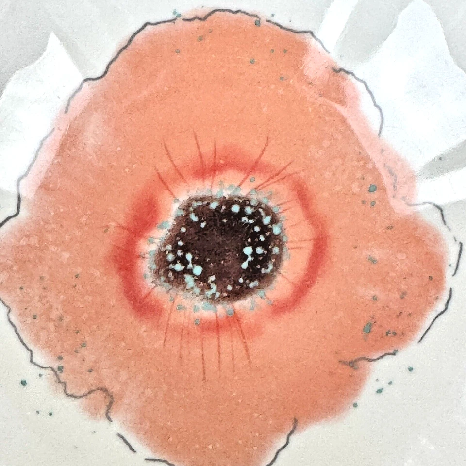 Zak! Juego de 4 cuencos de sopa/cereal con borde festoneado flor de amapola azul melamina naranja Foto 4 de 4