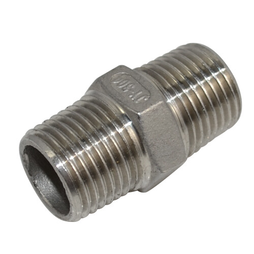 1/2" in Male to Male Pipe Fitting Hex Nipple NPT Stainless Steel 304 connector