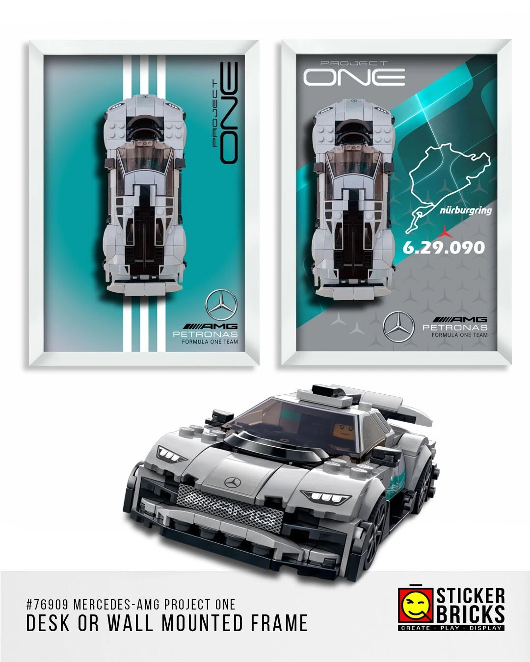 Display Frame for Lego Mercedes-AMG Project ONE #76909 Speed Champions