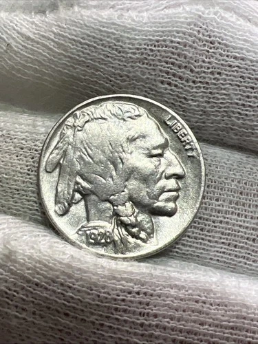 1928 D Uncirculated Detail Wizzed Buffalo Nickel - Better Date US Coin!