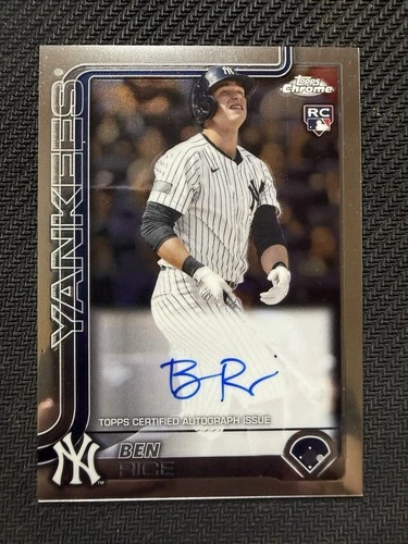 BEN RICE 2025 TOPPS CHROME #RA-BR ROOKIE AUTO RC YANKEES