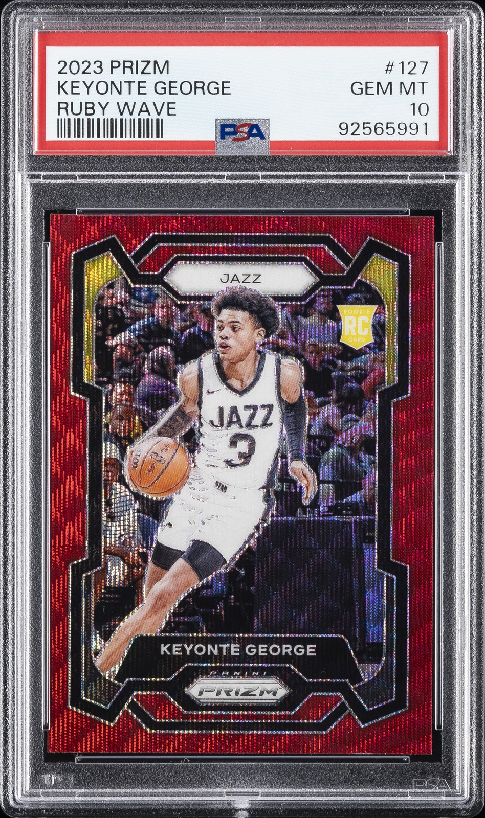 2023 PANINI PRIZM RUBY WAVE #127 KEYONTE GEORGE ROOKIE RC PSA 10