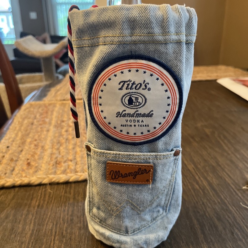 Tito’s Vodka Wrangler Jeans Bottle Sleeve Denim Bottle Holder No Bottle Included