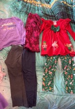Lot Of Girls 6x Clothes 6 Pair Of Leggings 3 Shirts 1 Dress 1 Hoodie 1 Crew Neck