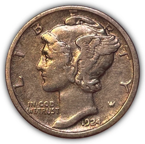 1924-D Mercury Silver Dime Extremely Fine XF Coin #23986