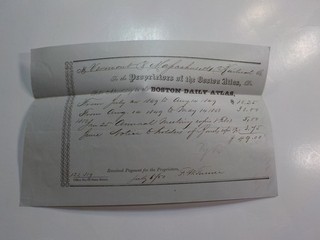 Antique Document 1850 Boston Daily Atlas Vermont & Massachusetts Railroad Co. 50