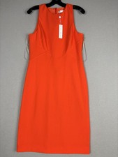 Trina Turk Promise Dress Womens 8 Orange Sleeveless Sheath Lined Work Office